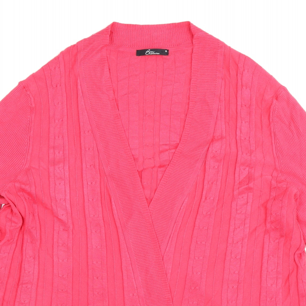 BM Collection Womens Pink  Knit Cardigan Jumper Size XL