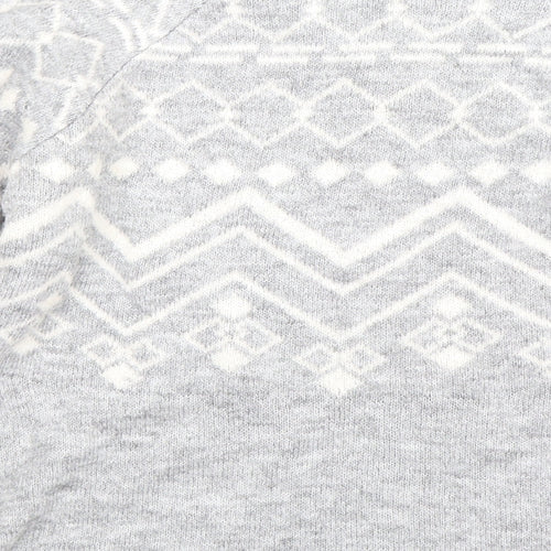 Papaya Womens Grey Geometric Knit Pullover Jumper Size S