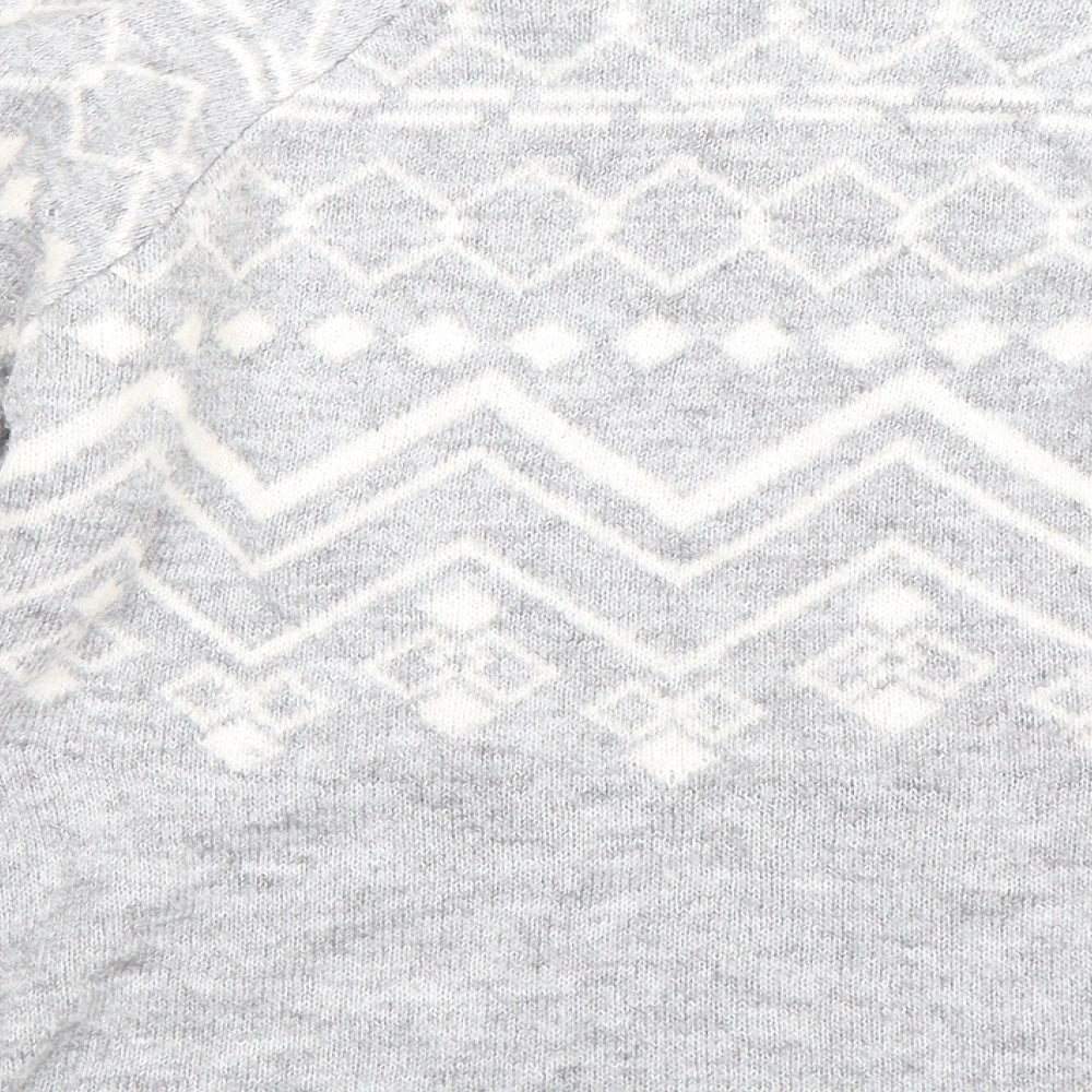 Papaya Womens Grey Geometric Knit Pullover Jumper Size S