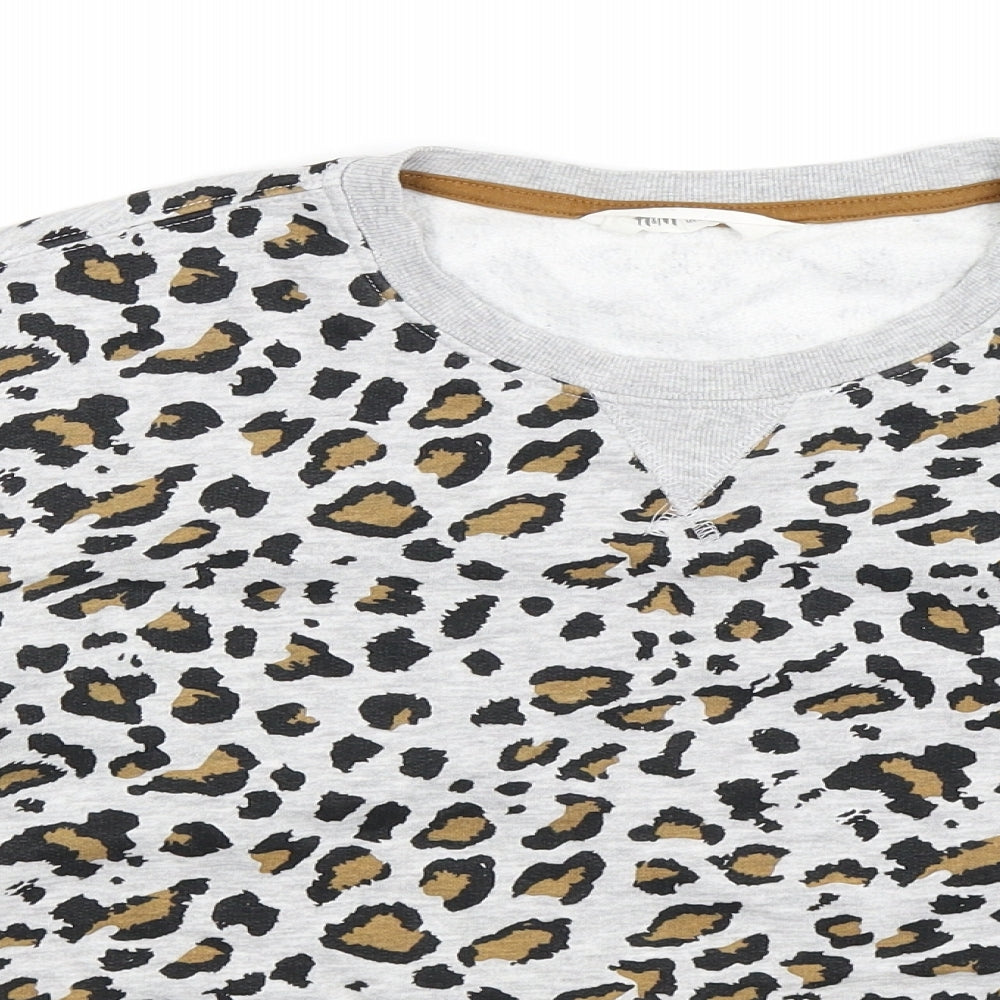 H&M Womens Grey Animal Print  Pullover Sweatshirt Size S