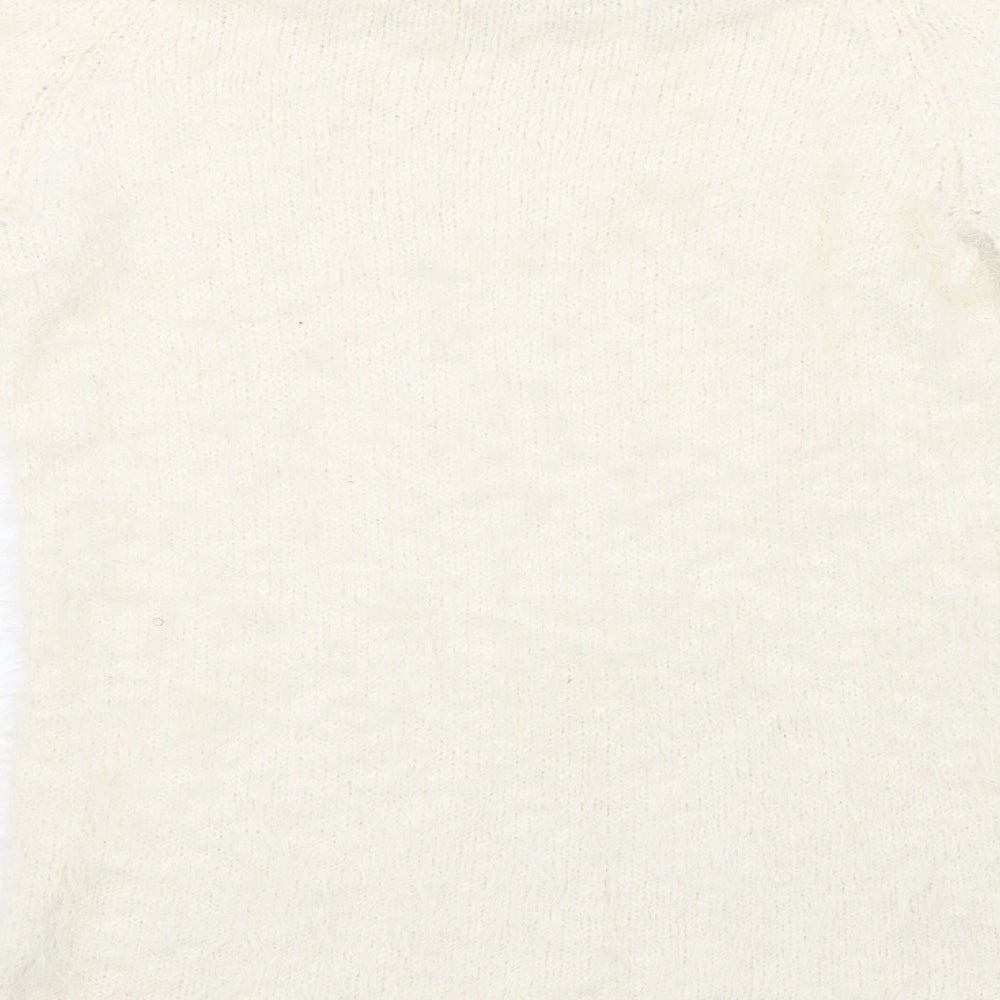 Costes Womens White  Knit Pullover Jumper Size XS  - Fluffy