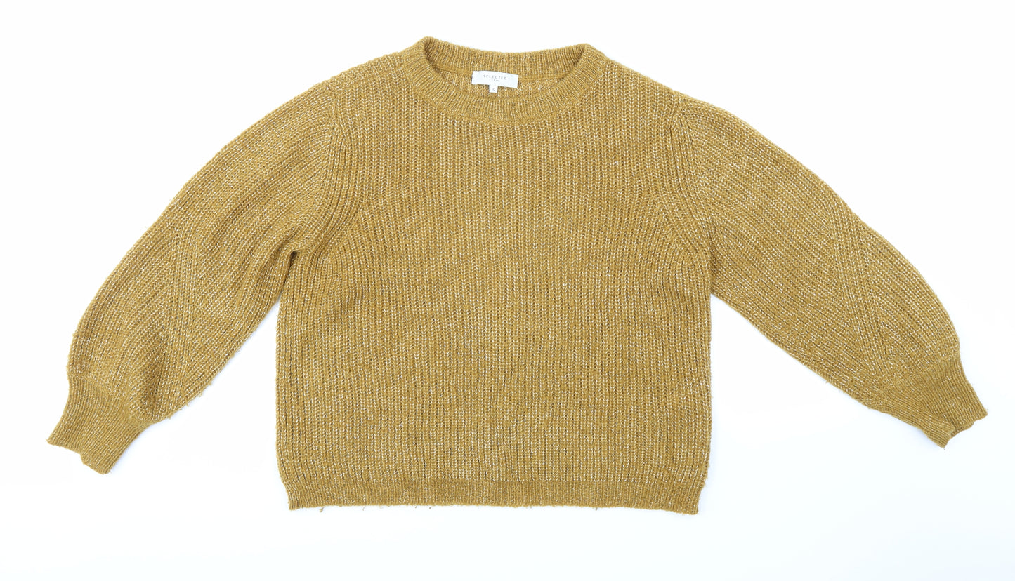 Selected Femme Womens Yellow  Knit Pullover Jumper Size S