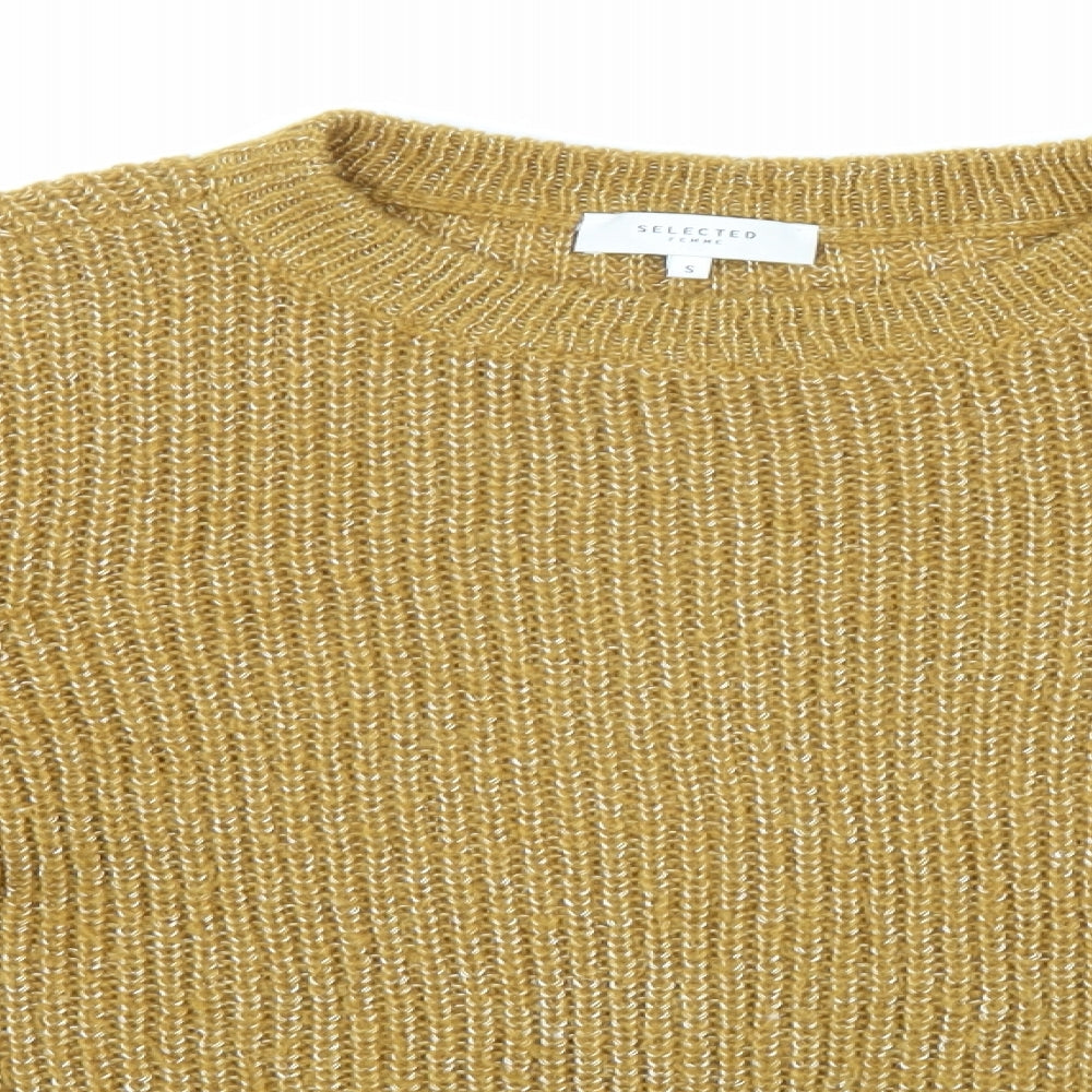 Selected Femme Womens Yellow  Knit Pullover Jumper Size S