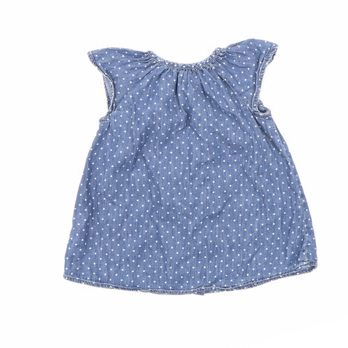 Gap Girls Blue Polka Dot  Basic Blouse Size 18-24 Months