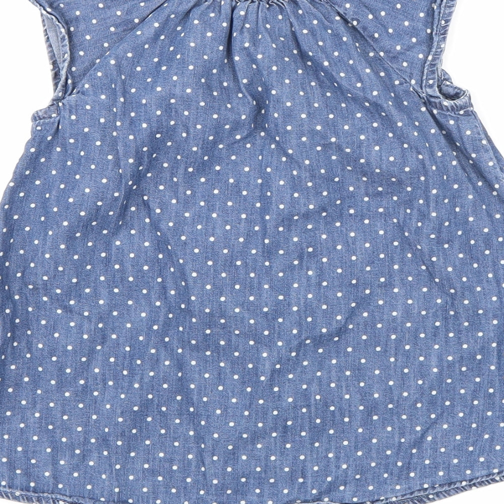 Gap Girls Blue Polka Dot  Basic Blouse Size 18-24 Months