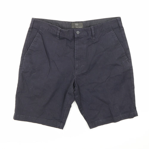 Marks and Spencer Mens Blue   Chino Shorts Size 34 in