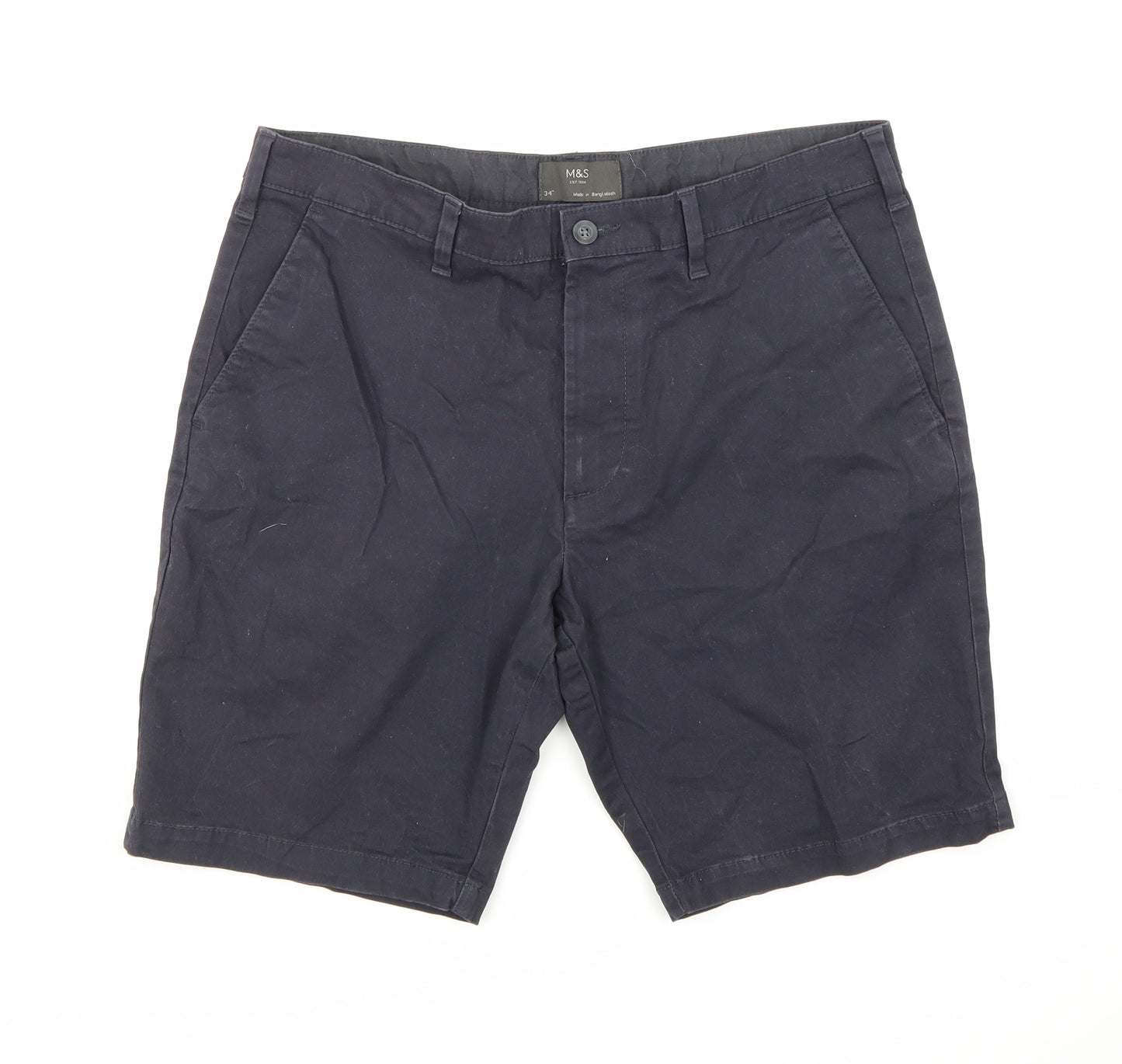 Marks and Spencer Mens Blue   Chino Shorts Size 34 in