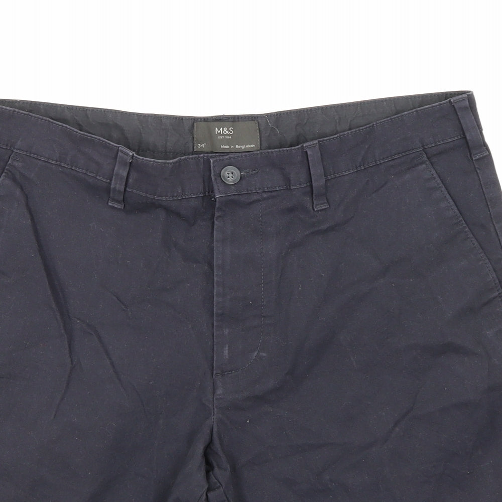 Marks and Spencer Mens Blue   Chino Shorts Size 34 in