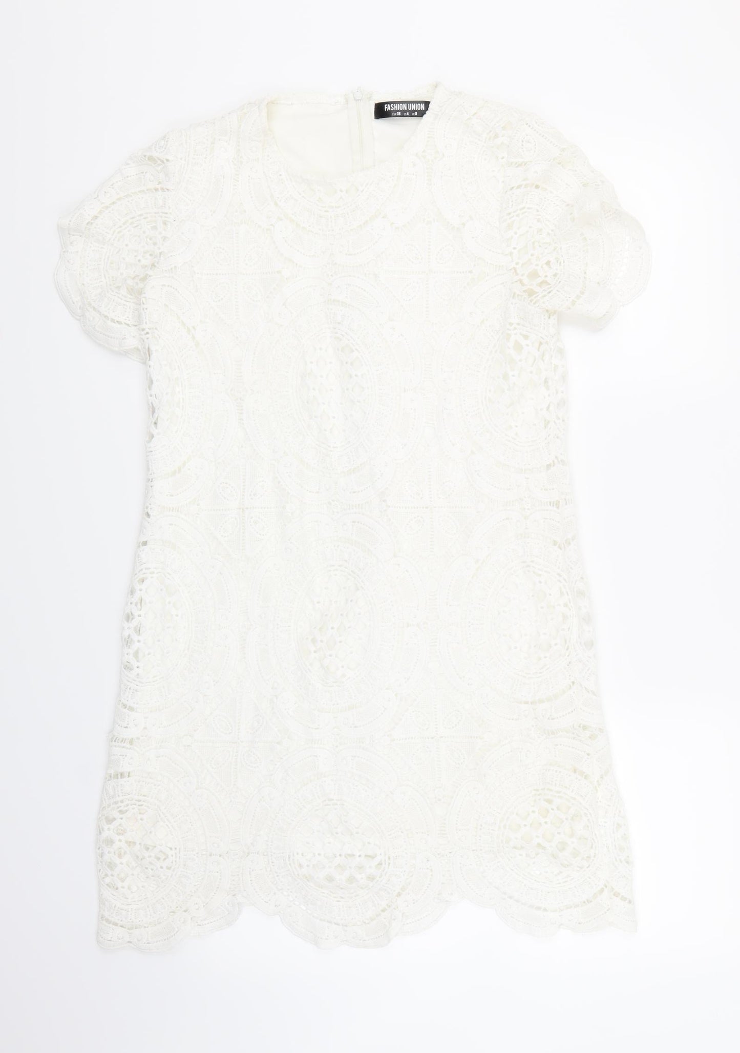 Fashion Union Womens White  Lace A-Line  Size 8