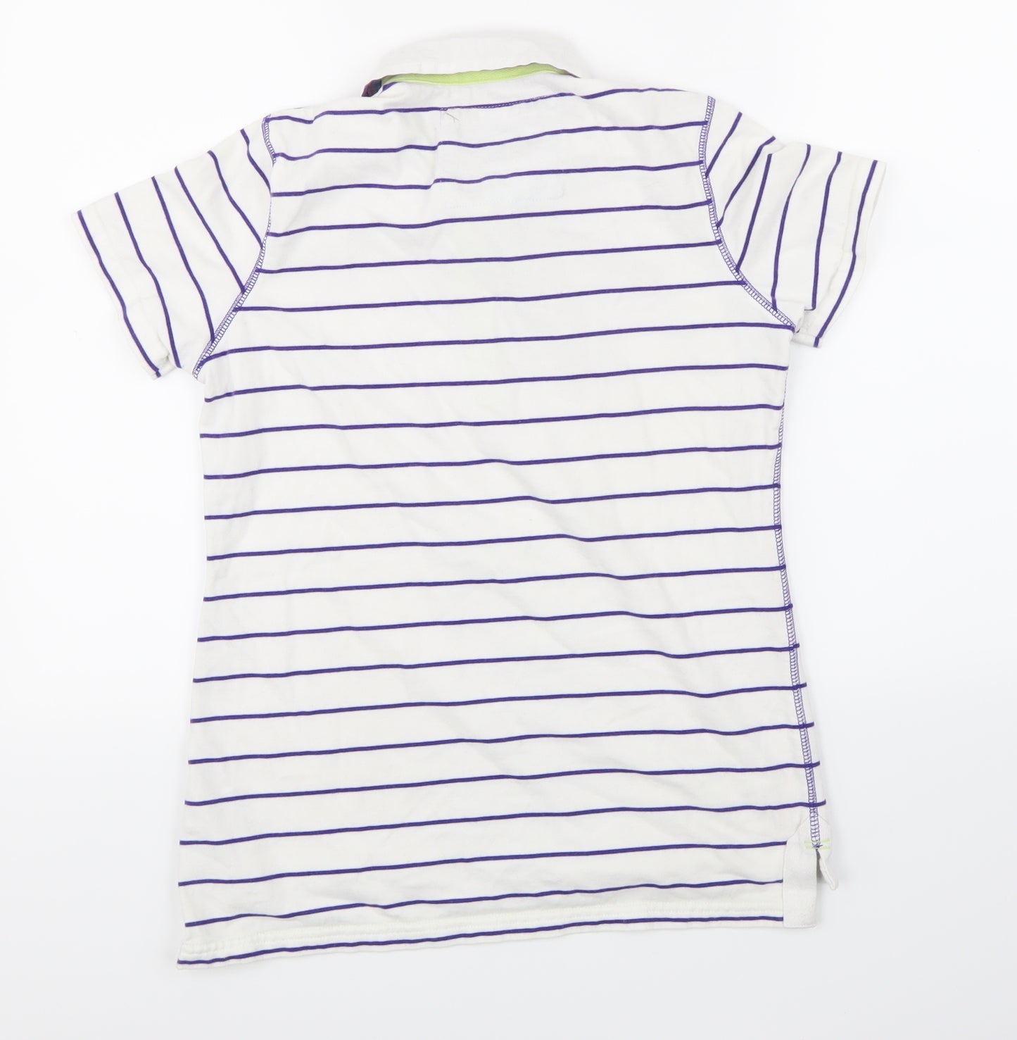 Marks and Spencer Womens White Striped  Basic T-Shirt Size 10