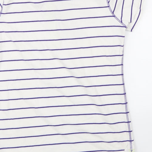 Marks and Spencer Womens White Striped  Basic T-Shirt Size 10