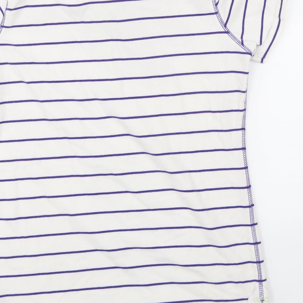 Marks and Spencer Womens White Striped  Basic T-Shirt Size 10