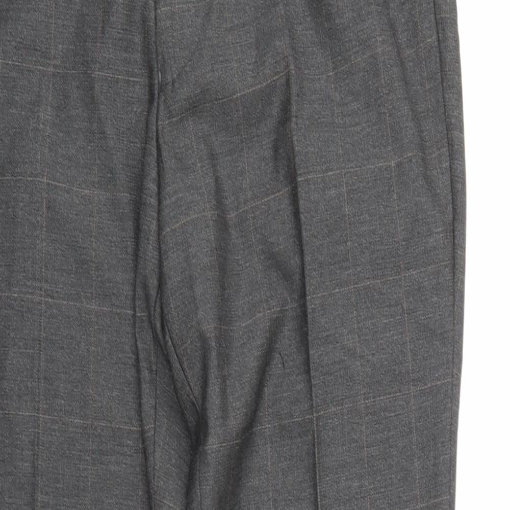 Star Wish Mens Grey Check  Trousers  Size L L29 in