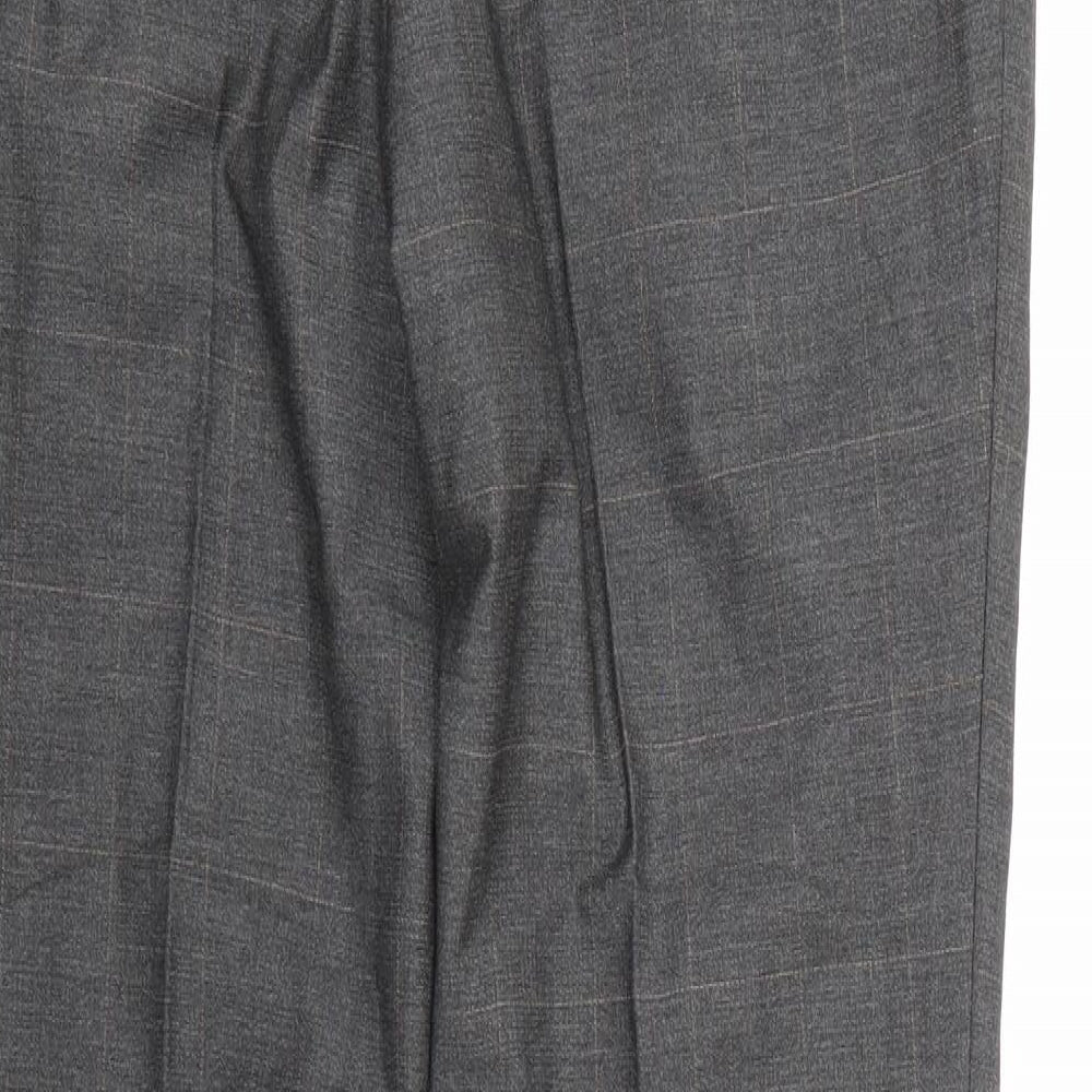 Star Wish Mens Grey Check  Trousers  Size L L29 in