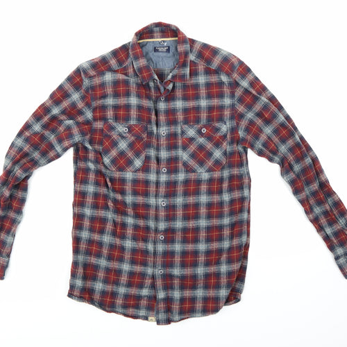 Boston Crew Mens Blue Check   Button-Up Size S