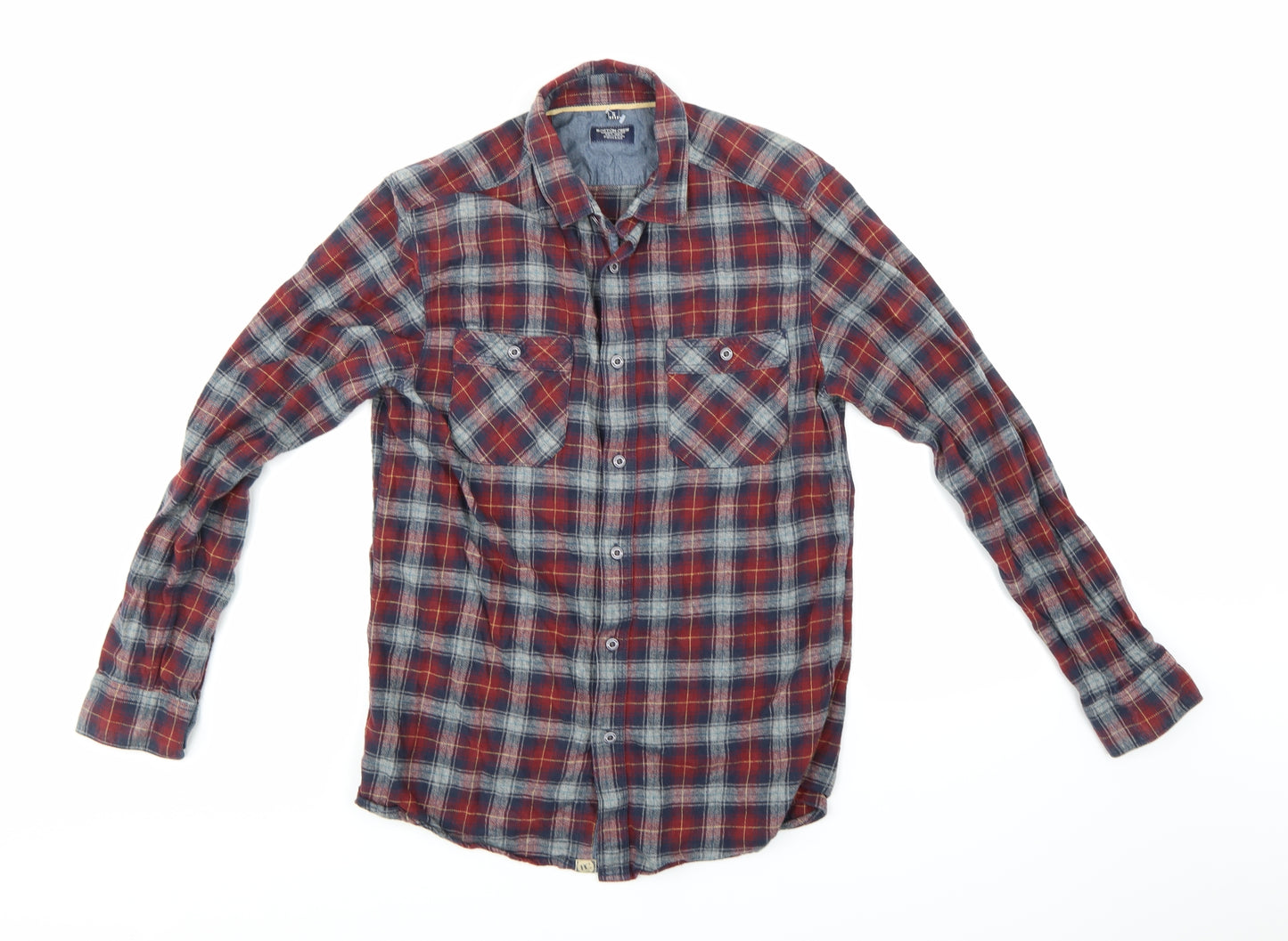Boston Crew Mens Blue Check   Button-Up Size S