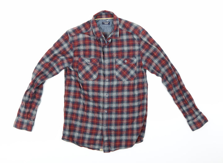 Boston Crew Mens Blue Check   Button-Up Size S