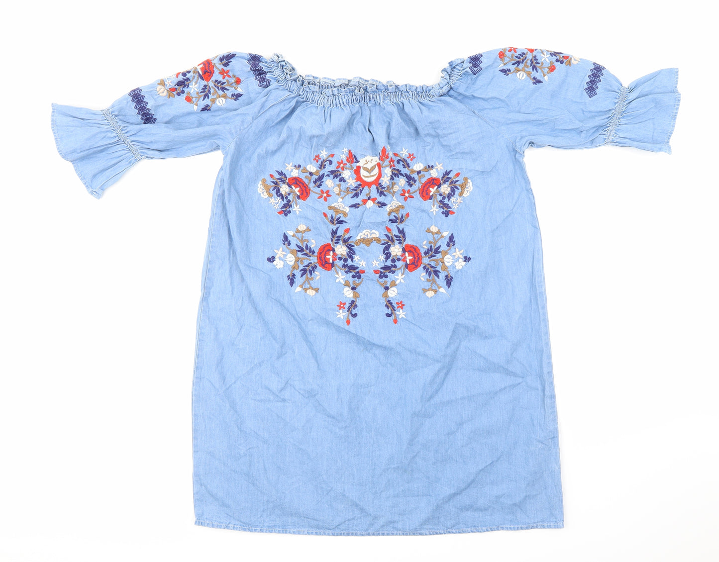 Denim Co Womens Blue Floral  A-Line  Size 10