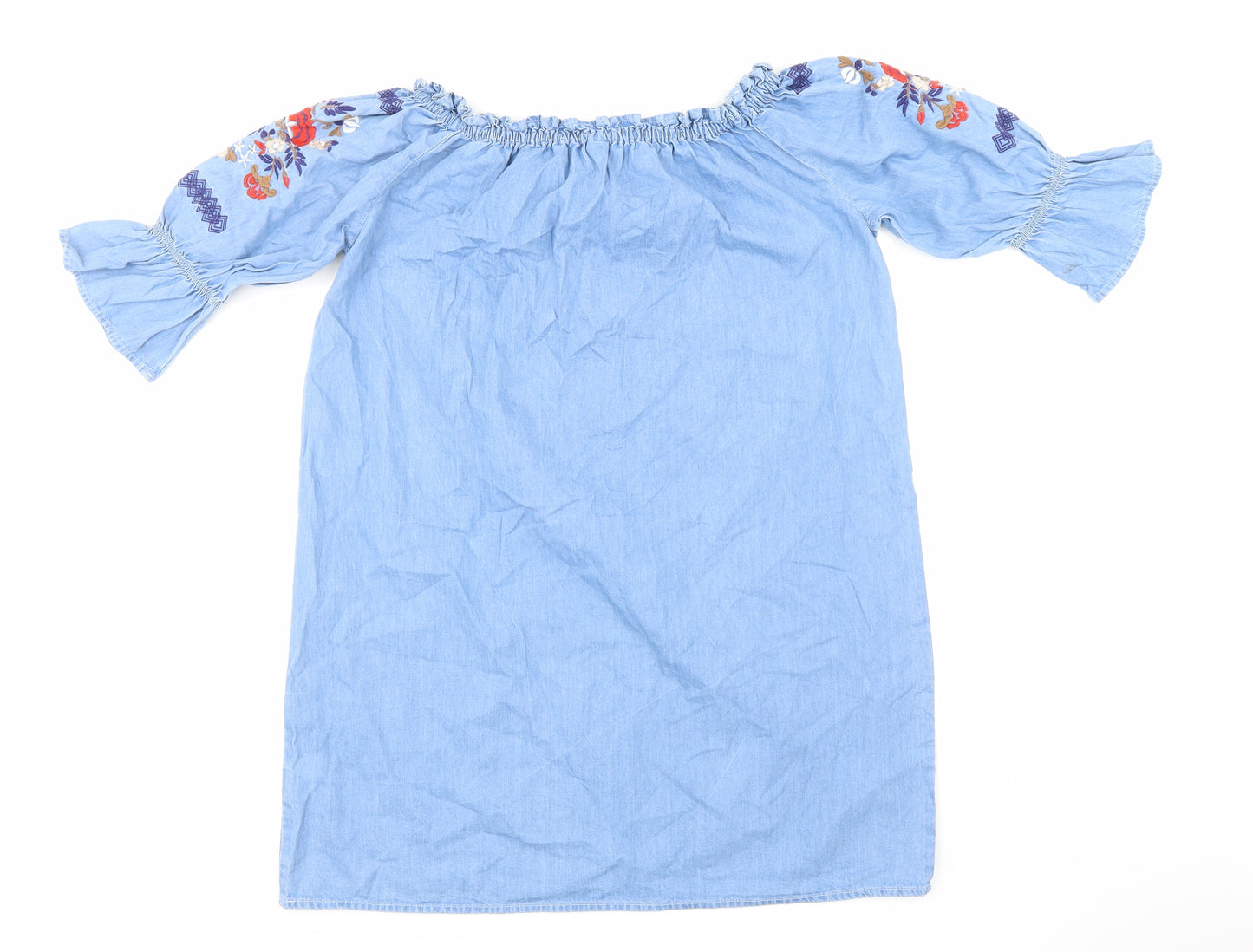 Denim Co Womens Blue Floral  A-Line  Size 10