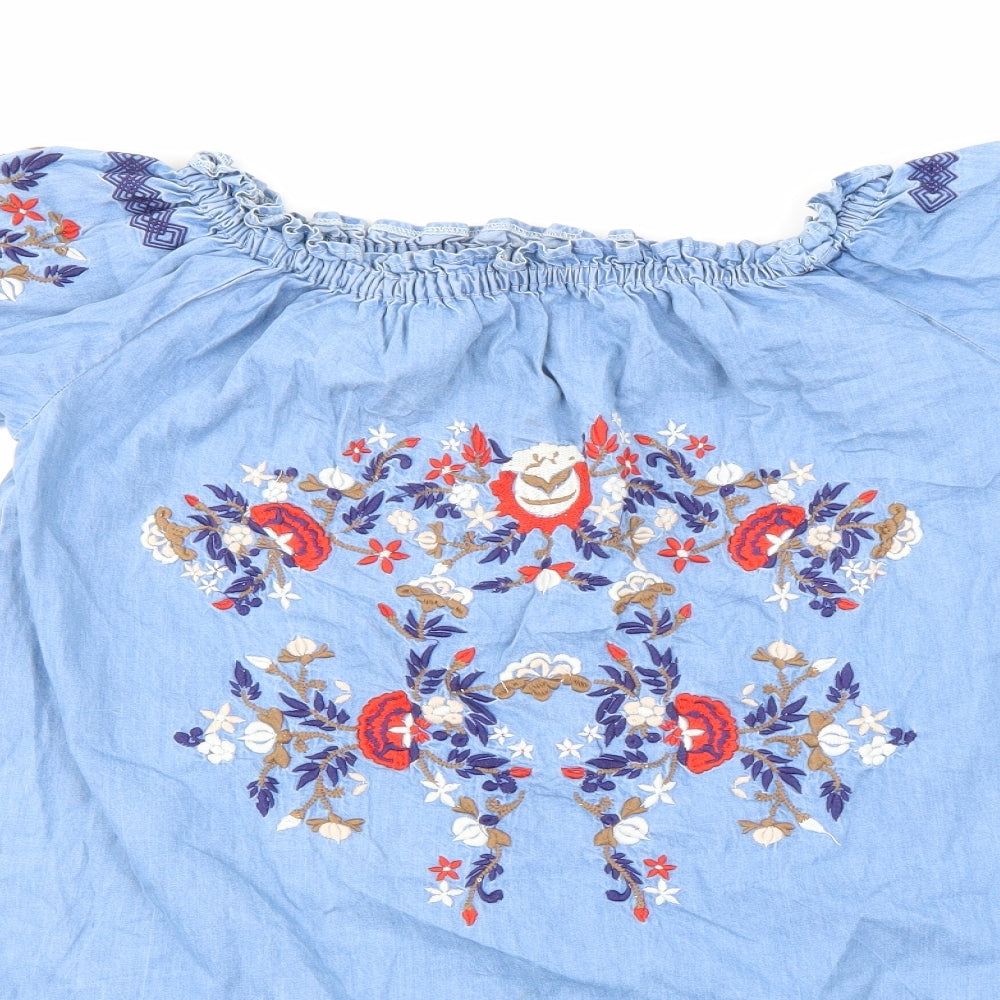 Denim Co Womens Blue Floral  A-Line  Size 10