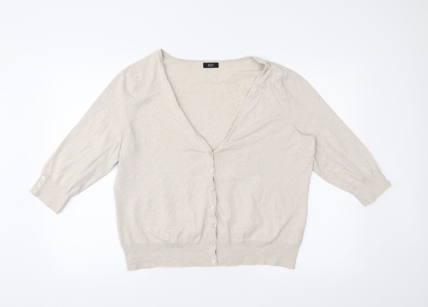 F&F Womens Beige   Cardigan Jumper Size 22