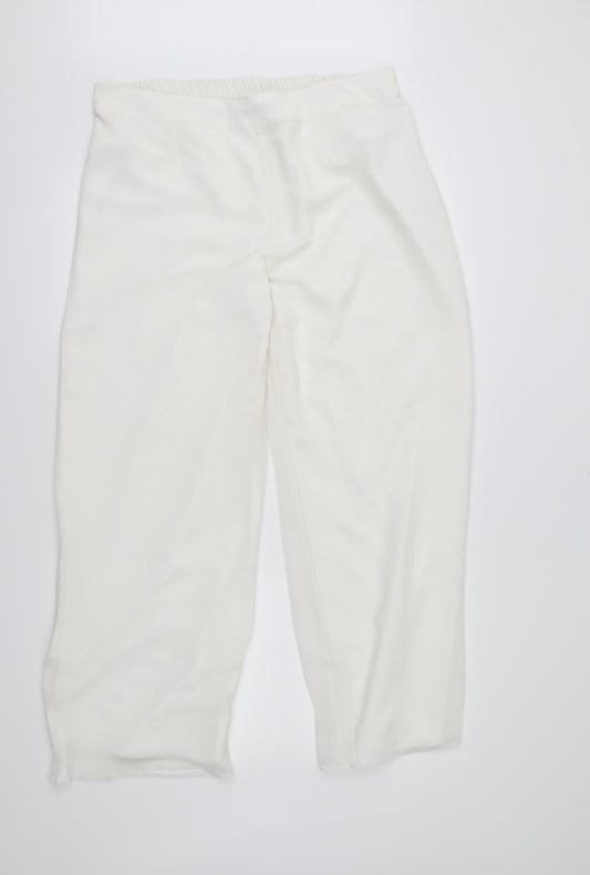 Front view of Anna Rose women’s white trousers, size UK 16, 28-inch leg