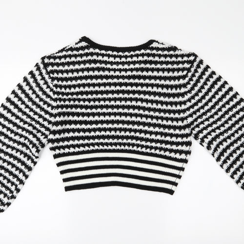 SheIn Womens Black Striped  Pullover Jumper Size L
