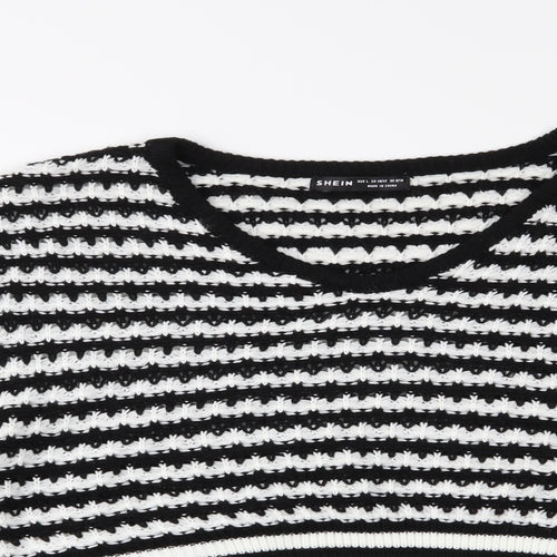 SheIn Womens Black Striped  Pullover Jumper Size L