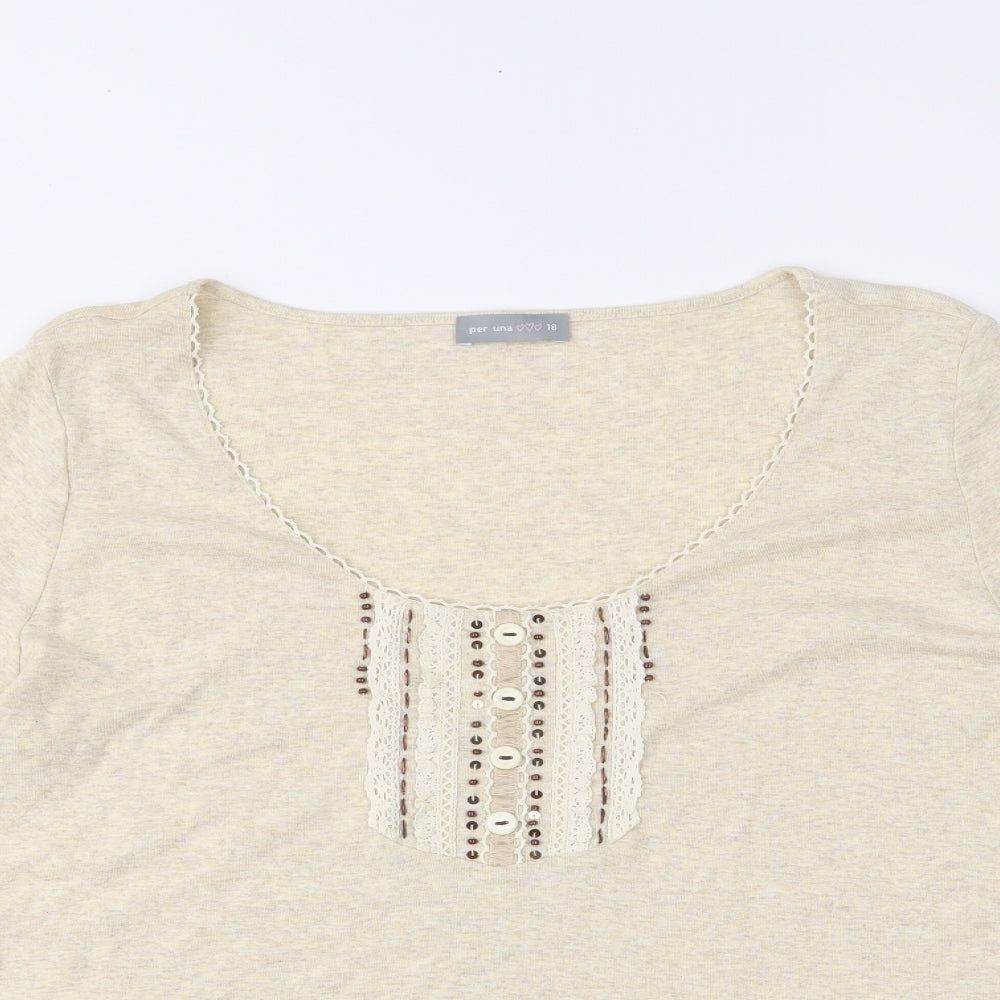 Per Una Womens Beige   Basic T-Shirt Size 18