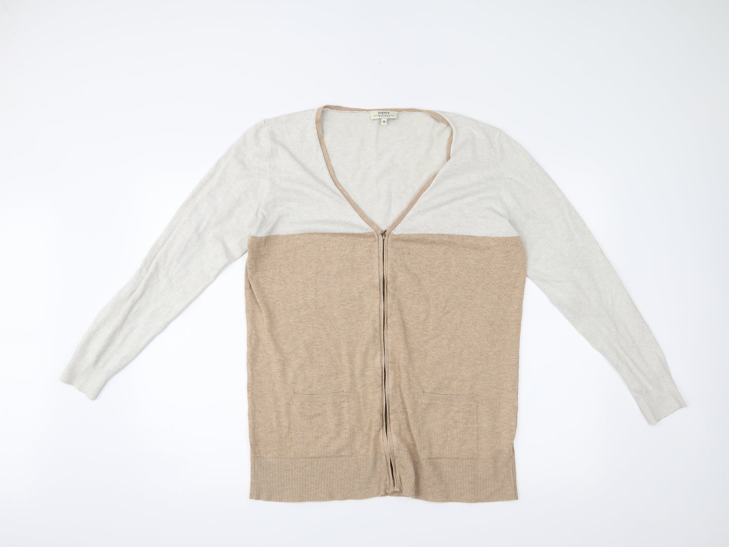 Papaya Womens Beige   Cardigan Jumper Size 18