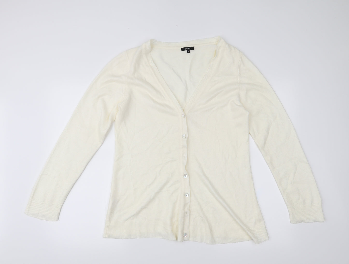 Papaya Womens White   Cardigan Jumper Size 16