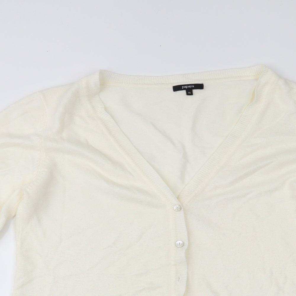 Papaya Womens White   Cardigan Jumper Size 16