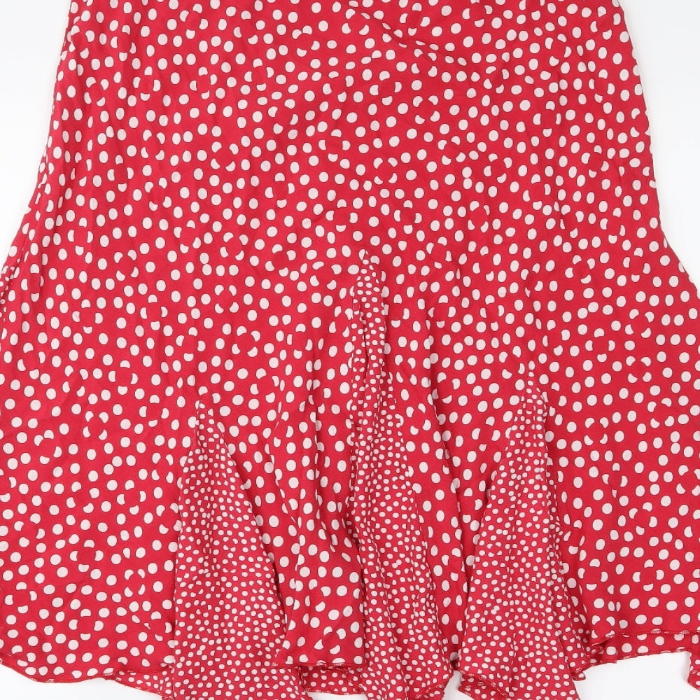 Per Una Womens Red Polka Dot  Trumpet Skirt Size 14