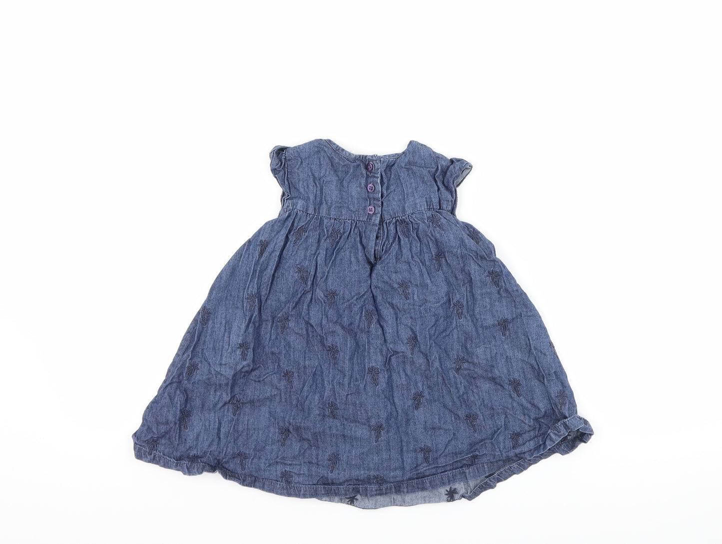 John Lewis Girls Blue Floral Denim A-Line  Size 9-12 Months
