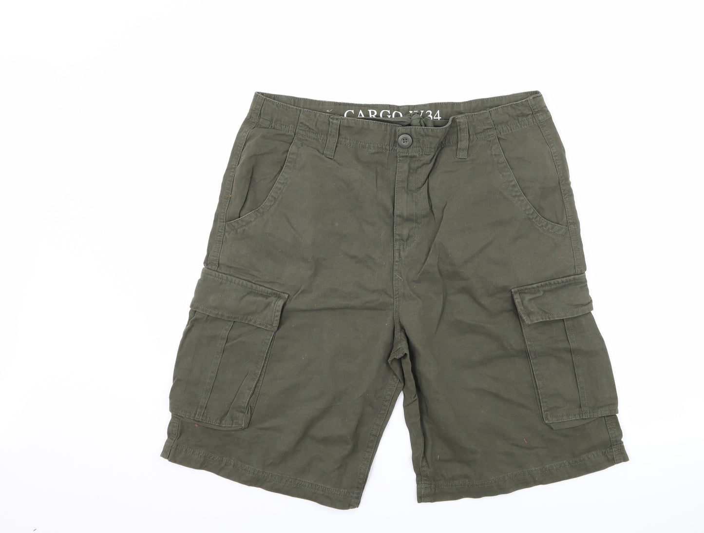 Preworn Mens Green  Denim Cargo Shorts Size 34
