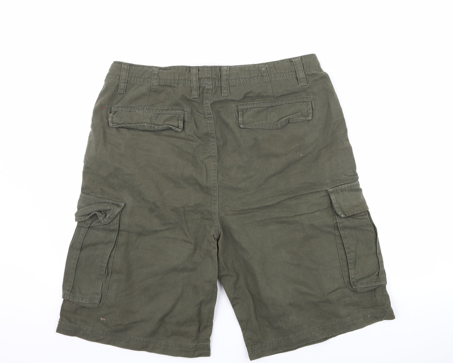 Preworn Mens Green  Denim Cargo Shorts Size 34