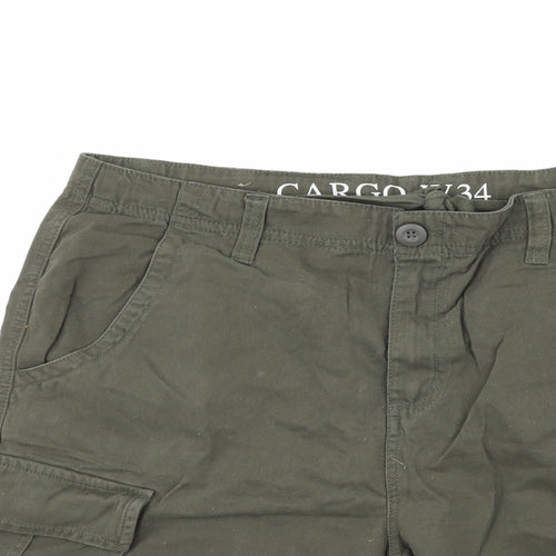 Preworn Mens Green  Denim Cargo Shorts Size 34