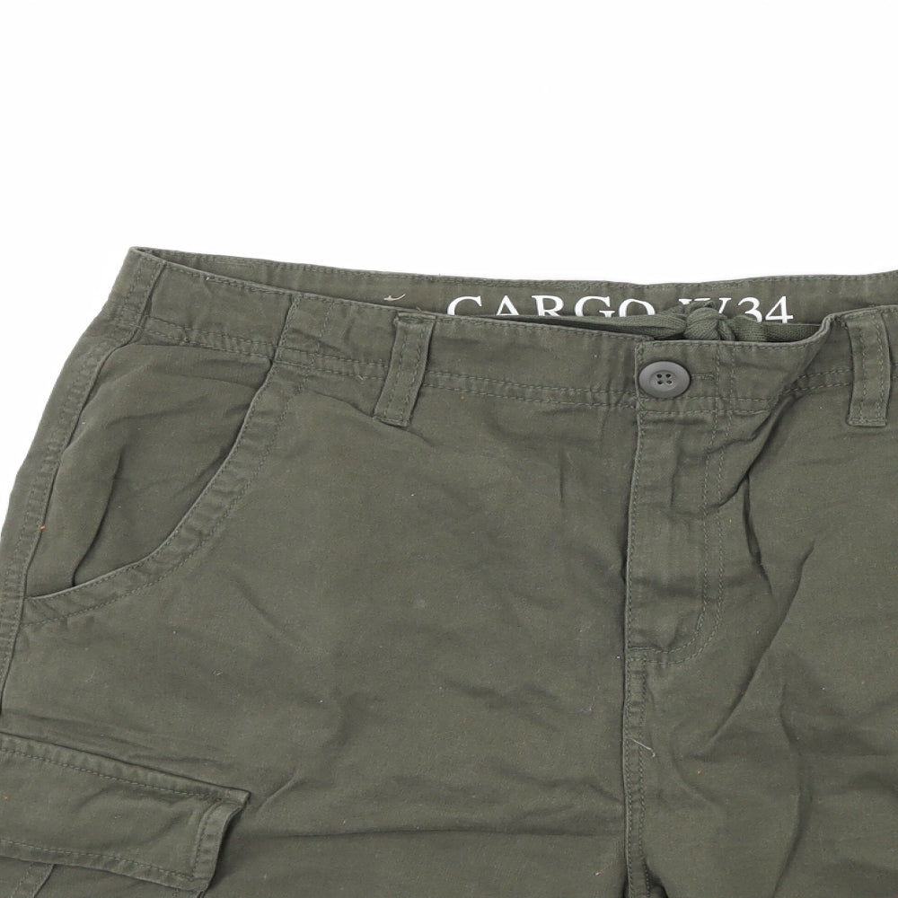 Preworn Mens Green  Denim Cargo Shorts Size 34