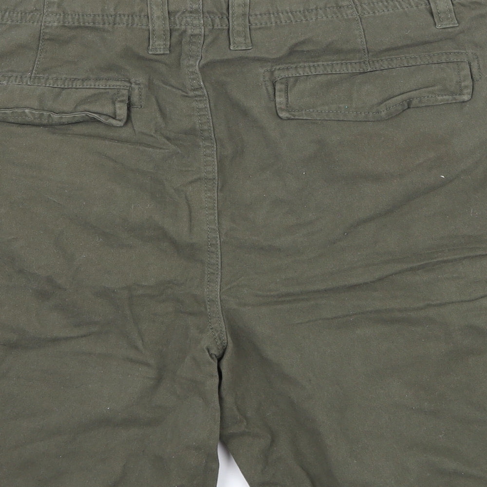 Preworn Mens Green  Denim Cargo Shorts Size 34