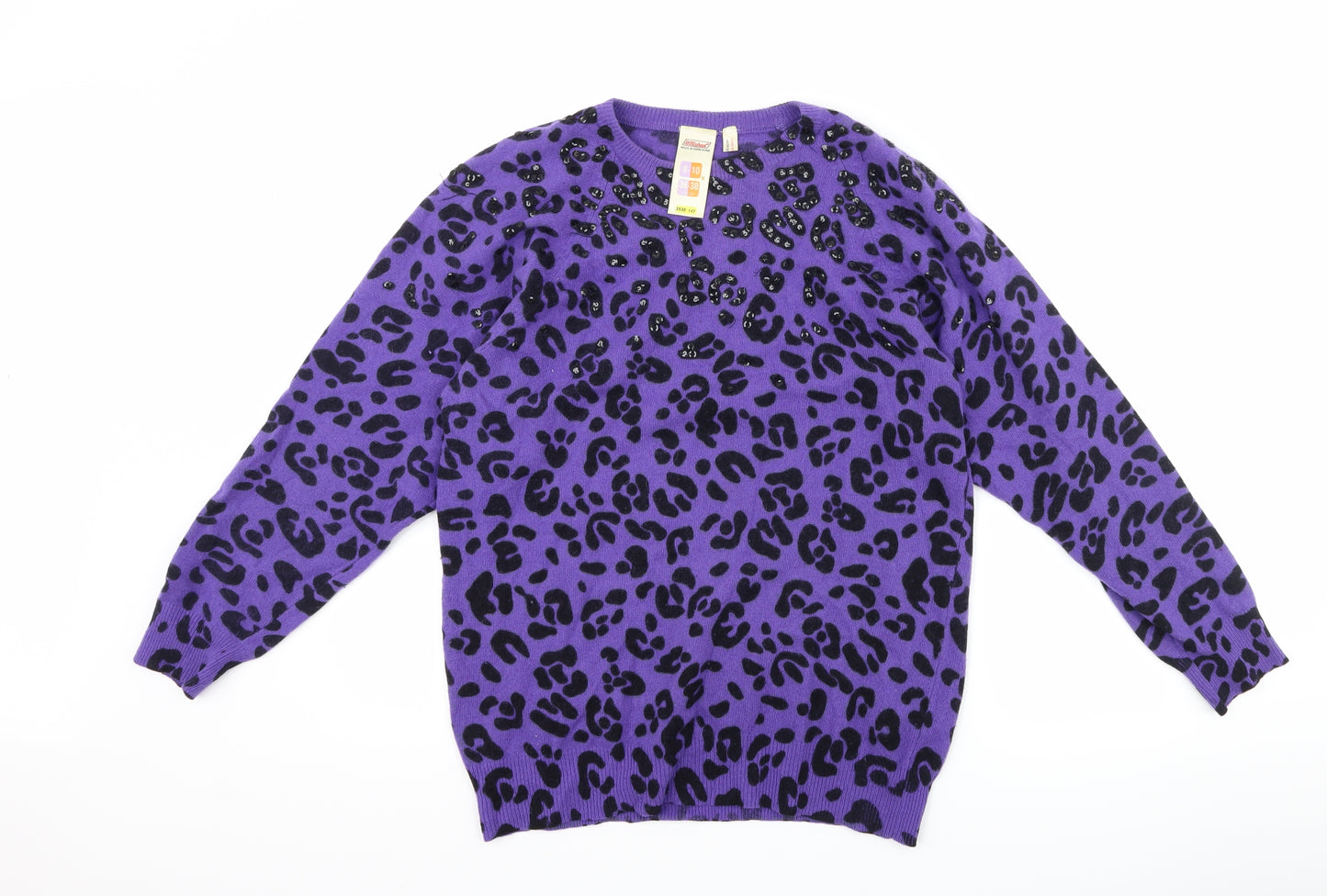 St Michael Womens Purple Animal Print  Pullover Jumper Size 8