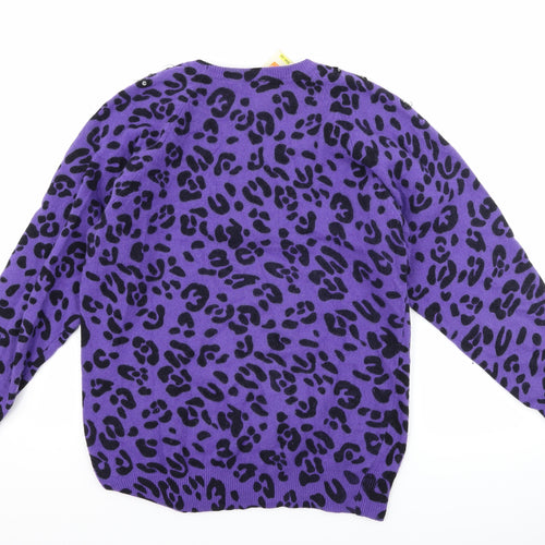 St Michael Womens Purple Animal Print  Pullover Jumper Size 8