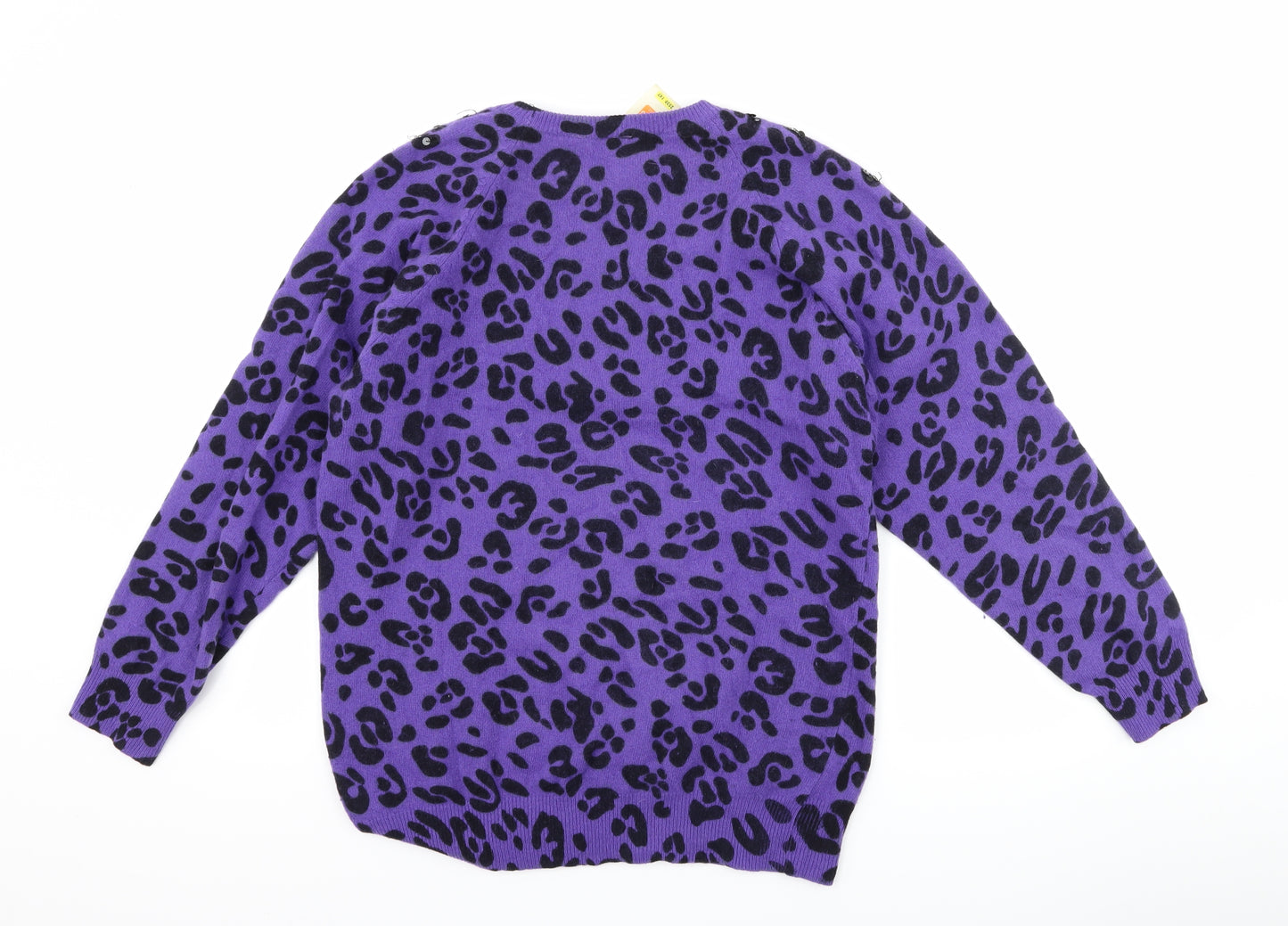 St Michael Womens Purple Animal Print  Pullover Jumper Size 8