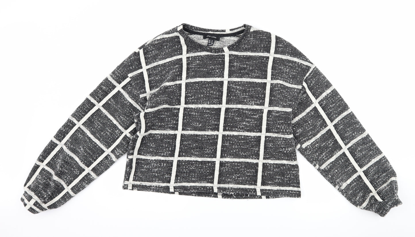 New Look Womens Black Check  Pullover Sweatshirt Size M