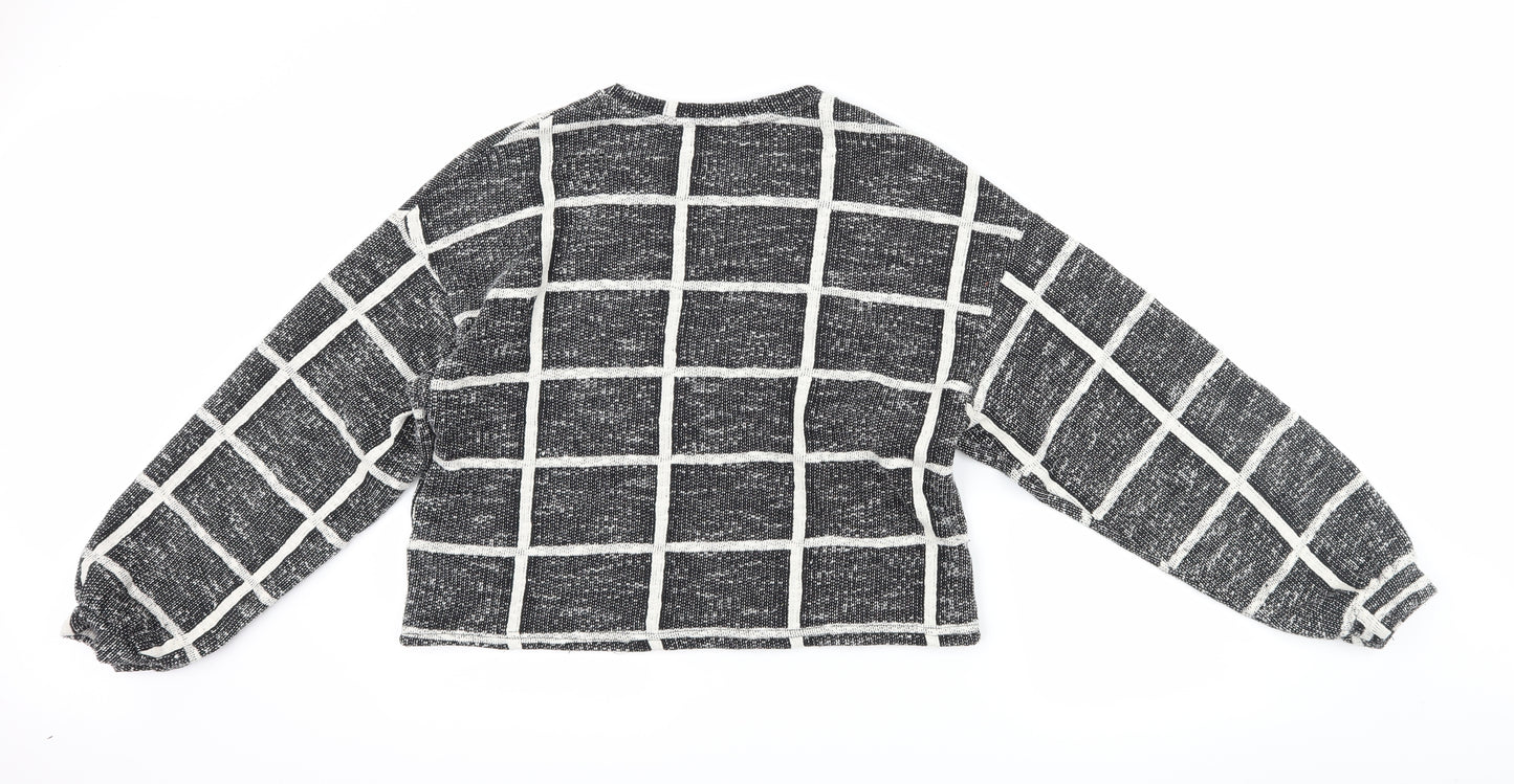 New Look Womens Black Check  Pullover Sweatshirt Size M