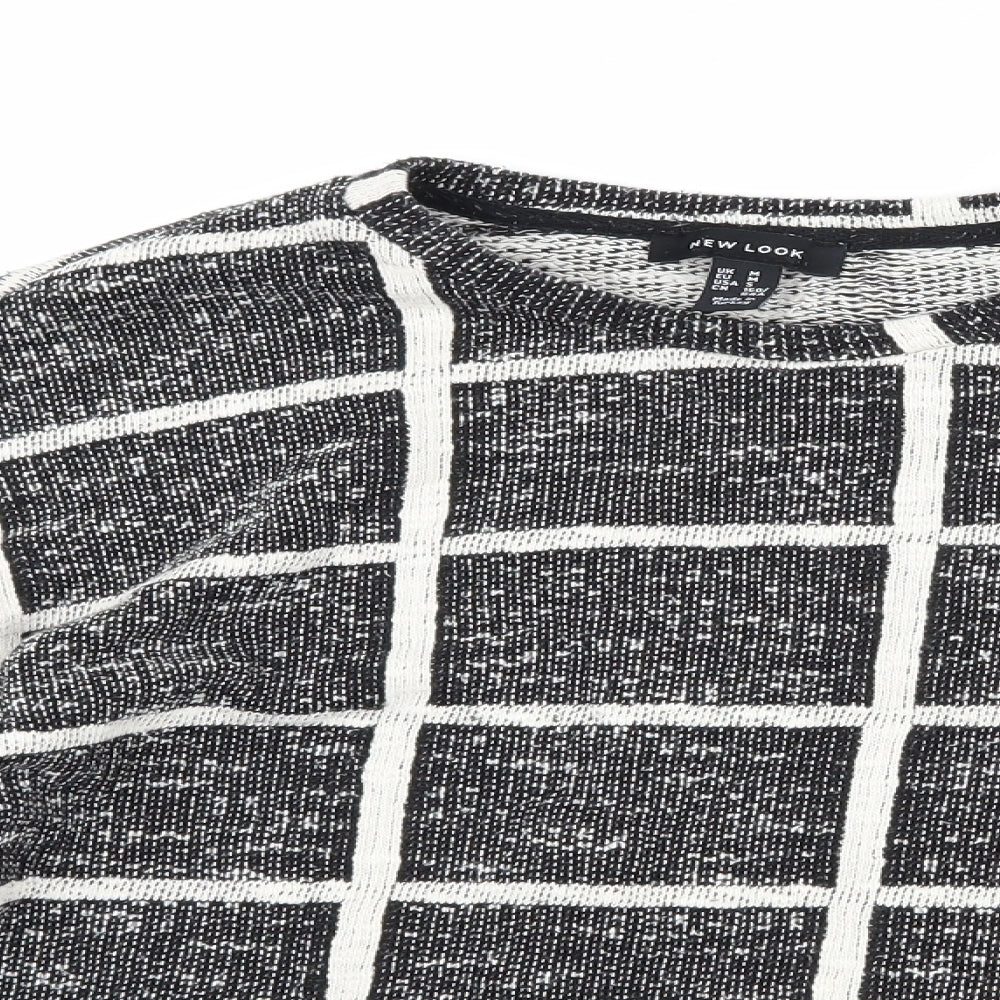 New Look Womens Black Check  Pullover Sweatshirt Size M