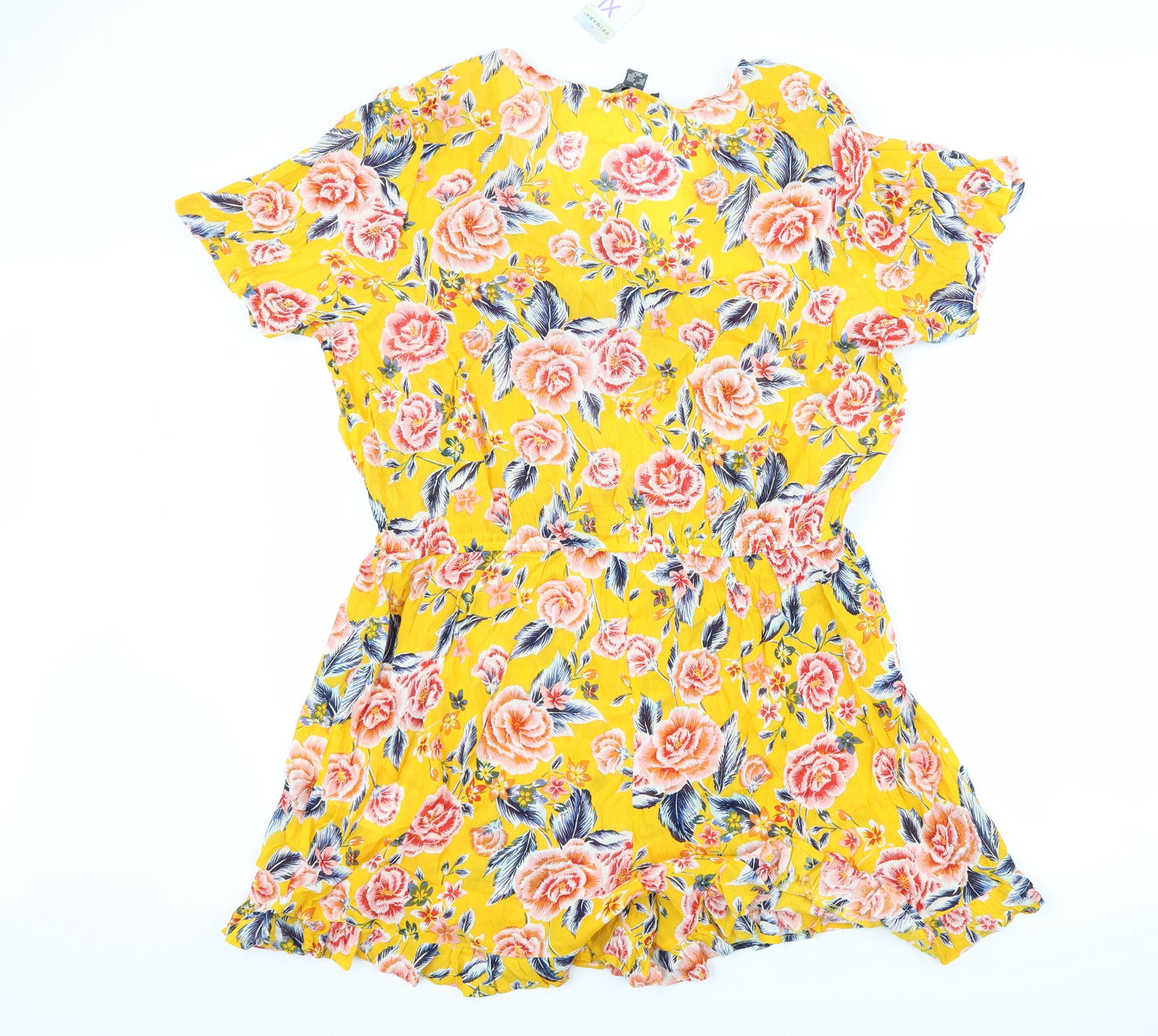 Primark Womens Yellow Floral  Playsuit One-Piece Size XL