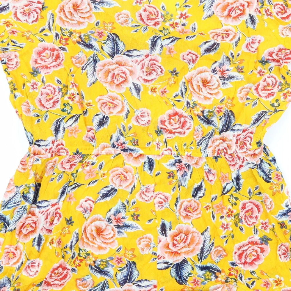 Primark Womens Yellow Floral  Playsuit One-Piece Size XL
