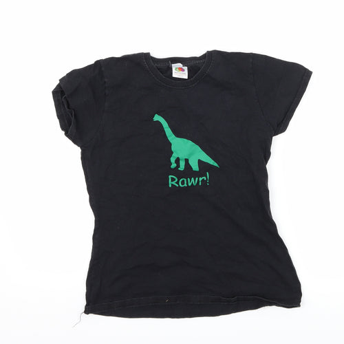 Fruit of the Loom Womens Black   Basic T-Shirt Size M  - DInosaur