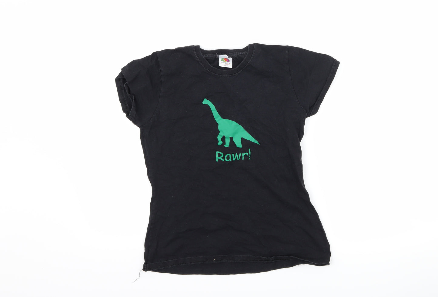 Fruit of the Loom Womens Black   Basic T-Shirt Size M  - DInosaur