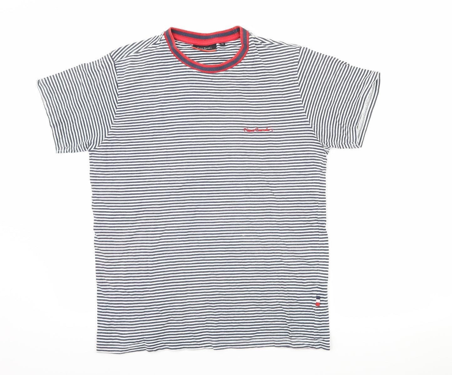 Pierre Cardin Mens Blue Striped   T-Shirt Size M